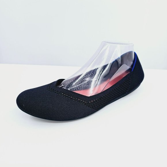 Rothys Maritime Lattice Stitch Flats 11 Navy Blue Round Toe Knit Retired Slip On - Picture 1 of 15